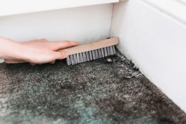 Brush the mold on the carpet
