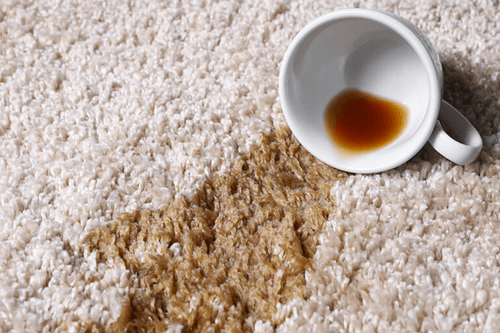 Coffee or tea stain on carpet
